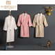 Modal Hilton five-star hotel bathrobe for men and women, long couple's nightgown, more absorbent, faster-drying and thicker than pure cotton, double layer, business gray M, recommended weight within 140