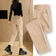 Star Eyebrows Baguette Women's Winter 2024 neue Samtjeans mit ganzjährig geradem breitem Khaki-Baumwollhosen verdickte Zigarette Khaki eine Schnalle [mit Velvet eingedickt] 13588 26 (80 bis 95 Jin [Jin gleich 0,5 kg]))