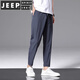 JEEP SPIRIT ice silk casual pants for men loose straight sport ultra-thin speed drying air conditioning 99-point pants summer men's style 719 black + 719 black [two pieces] M