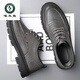 Woodpecker casual leather shoes for men genuine leather spring and summer breathable British business formal wear non-slip work soft sole black big toe trendy shoes black 40