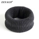 ZEYAUP Wool Men's Winter Pullover Scarf Thickened Neck Protector Outdoor Cycling Windproof Knitted Warm Neck Cover Dark Gray