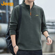 Jeep (JEEP) sweatshirt men's autumn and winter loose long-sleeved T-shirt heavyweight polar fleece thickened warm clothes men's military green 2XL