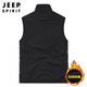 JEEP SPIRIT Jeep vest men's jacket men's spring and autumn velvet outdoor casual sleeveless vest top men's khaki 2XL