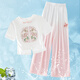 Set de style national des filles Qili Miao 2025 Nouveaux enfants à manches courtes chinoises chinoises