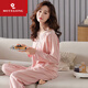 Pedal de seda [selección de marca] Pajamas sexy para mujeres en primavera y otoño modal de algodón modal de algodón suelto de gran tamaño de mediana edad X9201 verde gris L recomendado 100-120Jin [Jin equivale a 0,5 kg]