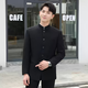 La voz del traje de traje de hombres Chouzhizhongshan para un joven de soporte de soporte delgado de ajuste delgado de estilo chino Vestido de regalo de regalo de regalo chino + camisa negra + pantalones negros (cinturón de regalo) 3xl