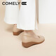 
COMELY soft cowhide single shoes for women's spring round toe comfortable flat shoes soft sole commuting versatile mother shoes apricot color 39