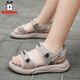 BOBDOG boys' shoes, children's sandals, summer style, boys' fashionable Velcro open-toe sandals, non-slip, lightweight beach shoes, trendy TS6004 light brown 27, inner length 17cm