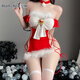 Manyan 2024 Neues Herbst und Winter Weihnachten sexy Dessous Neujahr Dating Battle Jacke Frauen Anker Live-Uniformanzug Rolle spielen 9909 [Nackenring + Gurtrock + T-Pants + Stirnband]