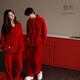 Yuenei red pajamas for wedding and newlyweds, autumn and winter coral velvet and thickened home clothes for men and women, zodiac year 34402 lucky red, men's 2XL (175) weight 140-160Jin Jin is equal to 0.5 kg