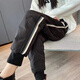 Warm Winter Duck Down Pants Women's Outerwear Winter 2025 New Thickened Harlan White Duck Down Fashionable Plush Cotton Pants Martin Boot Pants Black M 80-100Jin Jin is equal to 0.5 kg
