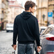 Mr. Bu Bu webbing hooded sweatshirt for men 2025 spring and autumn letter pattern design loose top KT15738 graphite black L (175)