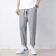 
Jewish casual pants for men in summer new loose ice silk straight sport nine-point pants for men conical Korean style trendy trousers 9904 cement grey M