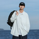 顶峰保罗（Dingfengbaoluo）日系纯色简约长袖衬衫男春秋休闲叠穿高级翻领外套DFC02白色L