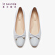 Lairsdan Spring Neues elegantes Bow Ballet Flat Ferse Flat Damenschuhe runde Zehenleder Single Schuhe 5m15602 Graues Gyk 39