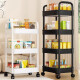 Chaoli trolley storage rack floor-standing kitchen bathroom mobile snack bathroom multi-layer bedroom bedside storage storage rack 3 layers black [upgraded and widened]