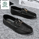 Zapatos de gorro de carpintero de carpintero Autumn and Winter Fashion Shoes de cuero zapatos casuales de hombres British Lazy Trend Zapatos versátiles para hombres 882 Negro 39