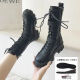 Mei Ben only 20 cm height-enhancing shoes Martin boots cos British style COS special motorcycle boots large size British style showing thin legs upgraded black 38