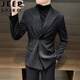 Jeep (JEEP) men's suit suit wedding high-end wedding groom slim fit lapel double-breasted casual small suit jacket black single suit M recommended 110Jin Jin is equal to within 0.5 kg