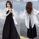 Question floating black suit for women summer fashion two-piece temperament fashionable skirt 2024 summer new temperament sunscreen J683 gray XL [suggested 115130Jin [Jin equals 0.5 kg]]