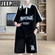 Jeep Spirit Youth Short à manches t-shirts masculins à demi-manches Polo Men's Summer Sports Set 6629 White [Set] L 110-130Jin [Jin est égal à 0,5 kg]