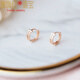 DL 1998 Fat Donglai same style 18k rose gold earrings, simple style, small earrings plated with mini circles, niche design, fashionable, rose gold, striped style 1 pair