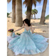 
YIOU Purple Mint Green V-neck Hanging Neck Sling Long Dress Summer Dopamine Seaside Vacation Fairy Skirt 9755 Picture Color M