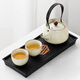 Qixuanyuan tea set, tea tray set, household small set, one pot, two or four cups, ceramic tea drinking teapot, Kung Fu tea cup, pillow moon rectangular tea tray + Ge Kiln teapot 2 cups