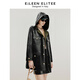 Langzi [Italienisches Design] Neues Winter -Kapuzenkontrastdesign und Temperament Lederjacke für Frauen schwarz xl