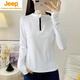 JEEP SPIRIT sports quick-drying t-shirt women's long-sleeved slim half-zip fitness yoga wear Pilates outdoor running hiking top blue L