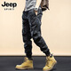 JEEP SPIRIT2024新款休闲裤男士春秋季美式加绒束脚裤山系多口袋工装长裤子 679卡其 28（建议100-110斤）