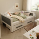 
Colorful elements [customizable] Children's bed Solid wood boy and girl with guardrail single bed splicing bed Teenager bed 1.5m bed Children's bed + double pump + 6CM coconut brown mattress 1050*1900