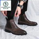 Woodpecker Martin Boots Herren Frühling und Sommer 2025 Neues modisches All-Match-Slip High Top-Schuhe Herrenspitze Zehen Männer Lederschuhe Herrenschuhe Herren schwarz 40