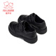 Fuluo Mi Boys' Leather Shoes Spring and Autumn Campus Comfortable Soft Sole Performance Shoes Black British Style Children's Shoes Black 32