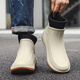 Xili Herren Short Tube Regenstiefel Neue integrierte Samt warme Wasserschuhe Low-Top-Abdeckungsschuhe Fischereiwagen Anti-Slip-Arbeit Gummi Schuhe Beige 41
