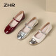 ZHR Single-Schuhe für Frauen im Herbst, leichte Mund Mary Jane Schuhe Spiegel Ein-Liner-Frauenschuhe AH335 Silber 37