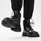 Botas Xier Martin Men Nuevas botas de trabajo de estilo británico de alto contenido Botas de cuero retro de moda Botas de motocicleta de suela gruesa Men Negro 40