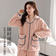 New step (XINYIBU) Coral velvet pajamas for women in autumn and winter plus velvet thickened warm island velvet flannel home clothing set S3886 light pink-flannel L