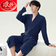 Vainage de gaufre haut de gain de Langsha Spring et automne Pure Coton Pur-Longueur de nuit masculine 2025 Nouvelle absorption d'eau Integrated LJ16822 M [Poids 100-120Jin [Jin est égal à 0,5 kg]]]