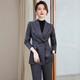 ROMON high-end professional suit suit for women, thick temperament, autumn and winter work clothes, hotel manager gray casual suit, navy blue suit + trousers M