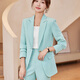 Purple Charming Suit Women's Spring Autumn and Winter Professional Small Suit Korean Style Fashion Casual Slim One Button Long Sleeve Formal Jacket Ai Green (Single Suit) S (Recommended 90Jin Jin equal to less than 0.5kg)