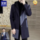 Romon's new trendy cashmere tweed coat men's jacket winter medium-length large-size windbreaker jacket men's wool coat 8888M black hat-thickened cotton 8XL 235-255Jin[Jin equals 0.5 kg]