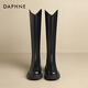 Daphne Slim Boots Women's Autumn and Winter Plus Velvet 2025 New Style Hot Girl Boots No More Than Knees V-mouth Knight Boots Advanced