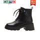 Cartelo Cuero de cuero de cuero grueso de cuero Martin Boots Boots Women's 2025 New Autumn and Winter Plus Velvet Small Retro Short Boots Brown Plus Velvet 34