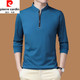 Pierre Cardin Spring and Automne T-shirt à manches longues à manches longues en coton pur pour la peau pure Coton à manches longues pour la peau longue
