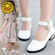G.duck girls' leather shoes 2024 new spring and autumn college style Korean style versatile princess performance shoes student soft leather shoes non-slip pink 33 (shoe inner length 20.8cm)