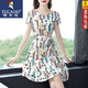 Woodpecker summer fashionable small chiffon dress ladies 23 new fashion retro summer short-sleeved floral skirt color [3923] M [Suggested 90-100]