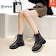 Woodpecker brand high-end mesh Martin boots for women 2025 summer breathable thin hollow short boots British thick sole mesh single boots black 38