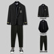 Fanqi Teenager High School -Schüler Kleidanzug 2023 Herbst- und Winterstil Casual Herrenanzug College -Stil JK Jacke [3 Stück] Schwarzer Anzug + weißes Hemd + schwarze Hosen m