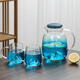 Su's ceramic high borosilicate glass large capacity cold water kettle, juice kettle, cold water cup, glass cup, mountain kettle, gradient blue, one pot, four cups
